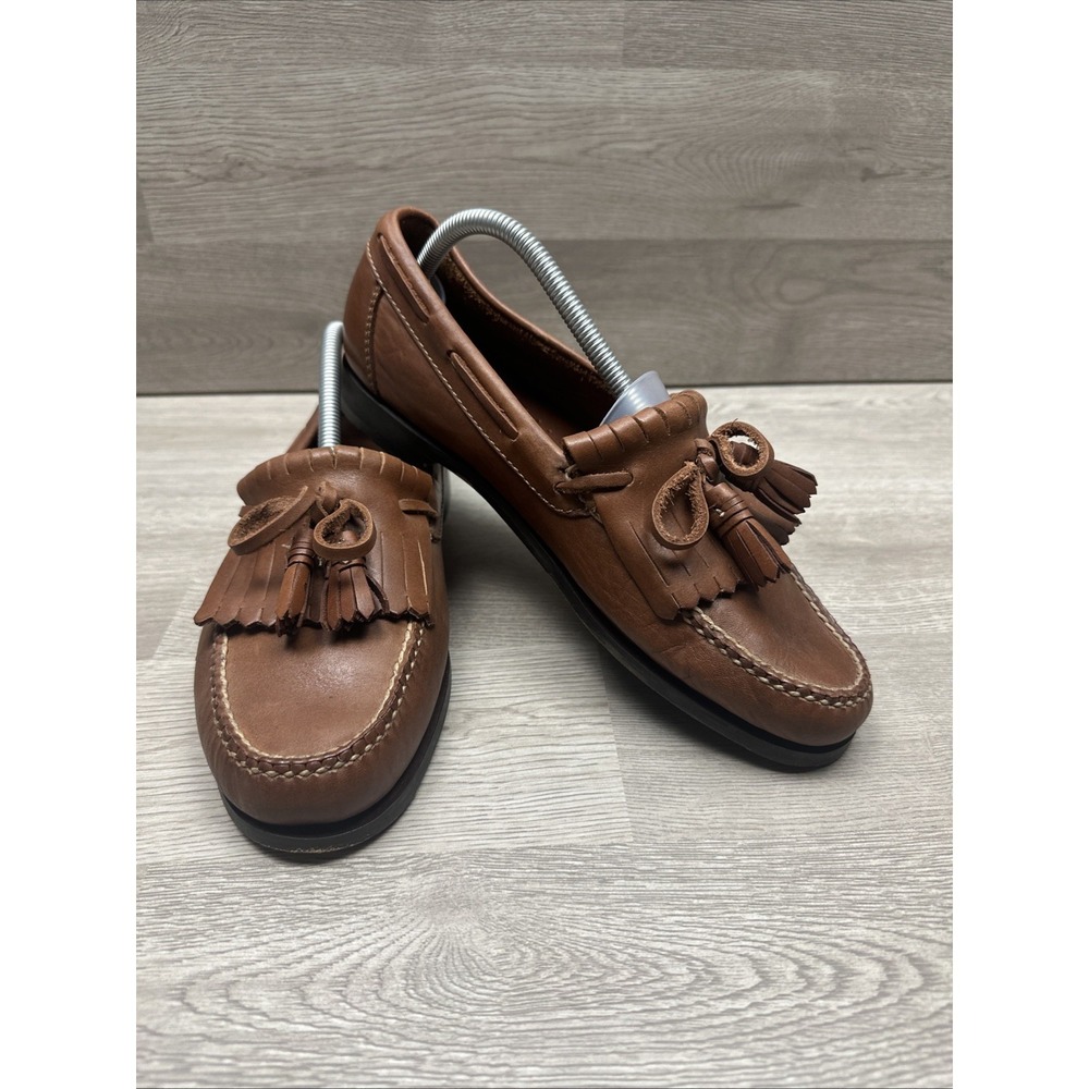 Johnston & Murphy Men's Cognac Brown Leather Tassel Loafers Dress Shoes Size 9.5